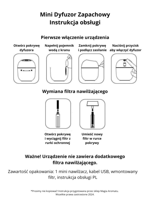 Mini dyfuzor zapachowy/nawilżacz powietrza Waterdrop